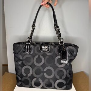 Coach Black & Gray Signature Circle Tote